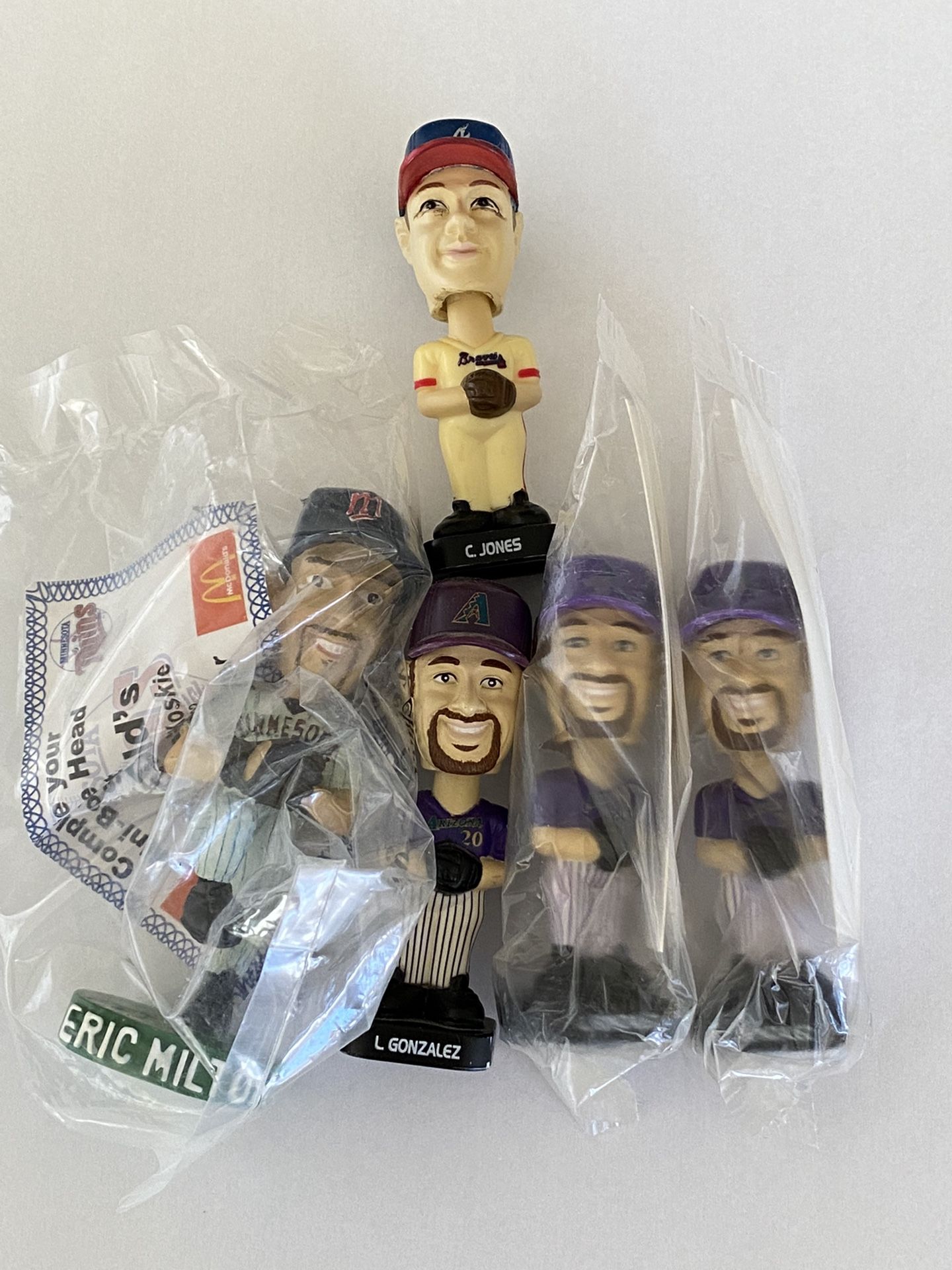 Lot (5) MLB Mini-Bobble Head baseball figures Post Cereal Box Prizes+ McDonalds!