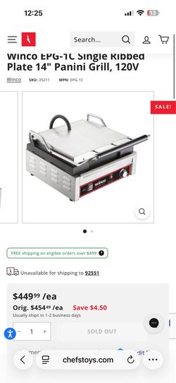 Winco commercial panini press