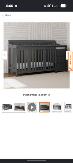 Gray convertible crib