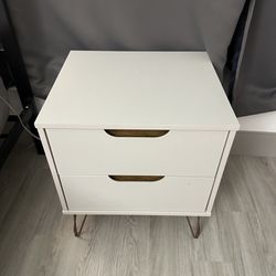 2-Drawer Wood Nightstand in Off White