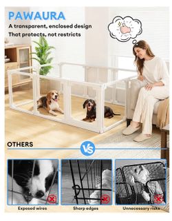Clear Acrylic Dog Playpen - Clear Dog Play Pen - Easy Assemble Acrylic Dog Playpen - Puppy Playpen, Cat Playpen, Small Animal Playpen, Dog Play Pen In
