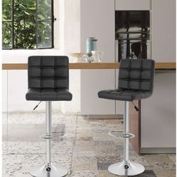 Modern Bar Stool Set Of 2 Barstools Height Adjustable Counter Height Swivel Bar Stool PU Leather Bar Chairs Hydraulic Dining Room Chairs Home Kitchen