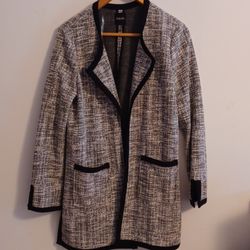 Black and gray Rafaella long blazer size L