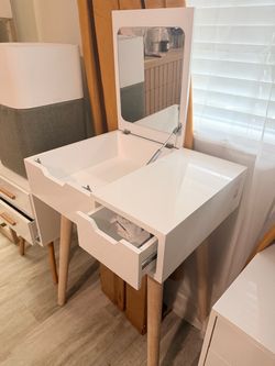 White Vanity Dressing Table with Flip Mirror