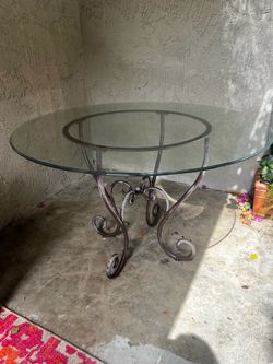 48" Round Glass/Iron Dining Table