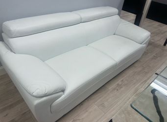 Like New White Leather Sofa