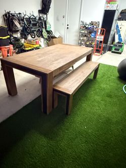 Dining table and bench