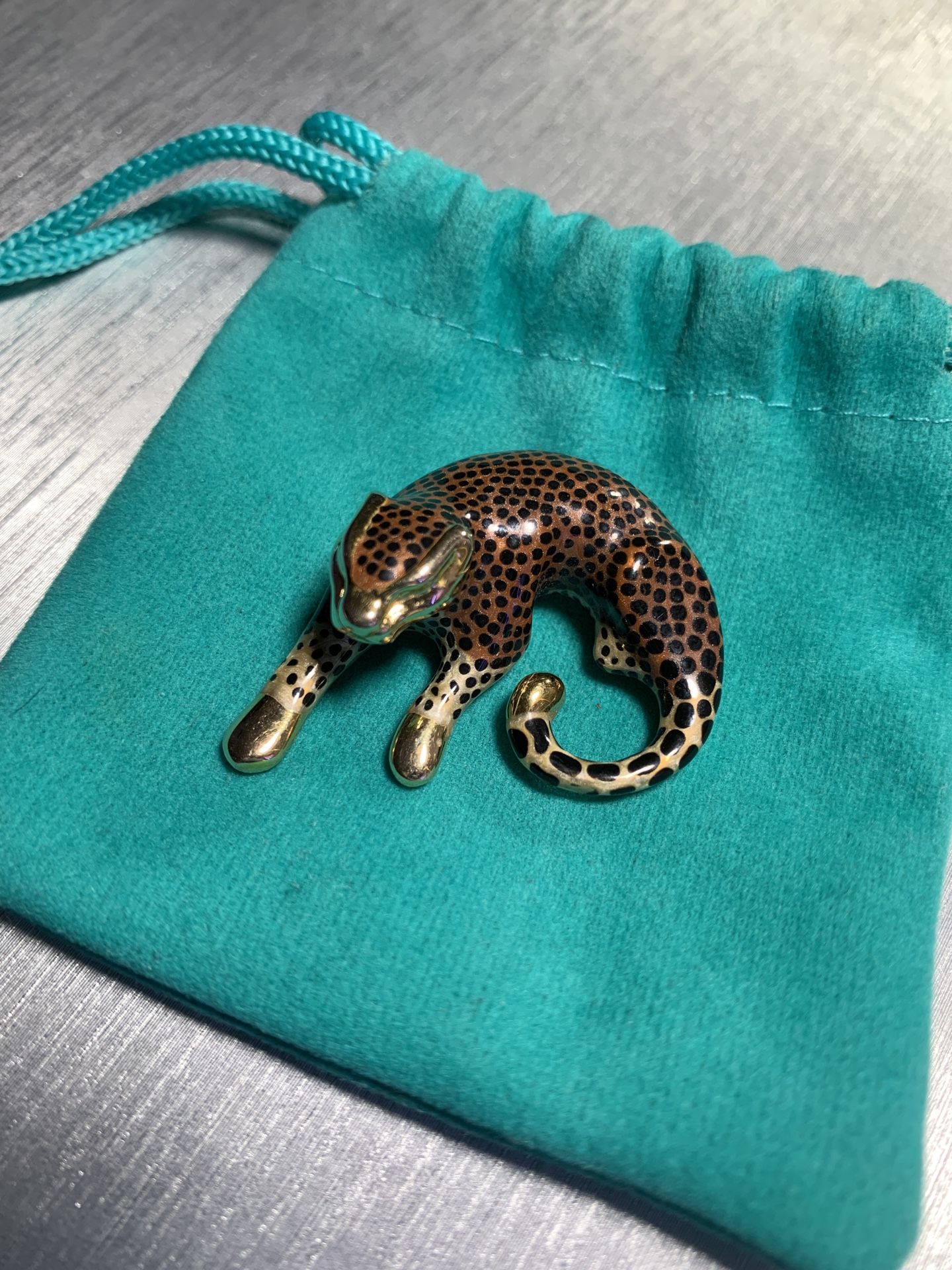 Vintage Leopard 14K Yellow Gold Pendant