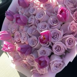 Purple 50 Count with tulips 