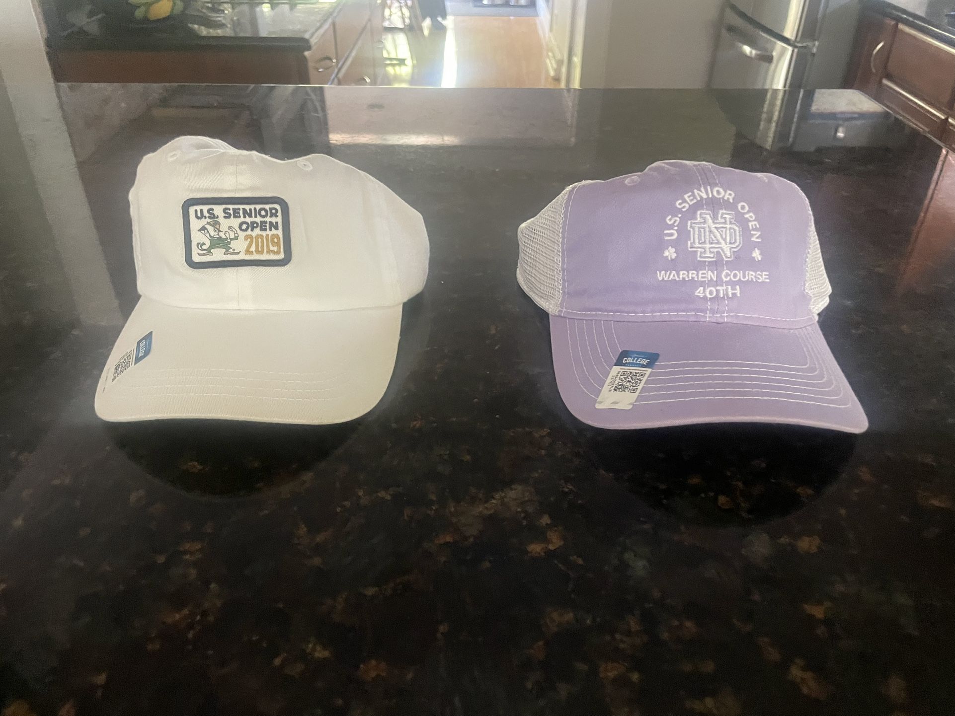 2 Notre Dame Golf Hats From 2019 U.S. Senior On Golf Open Championship at Notre Dame, NEW, $10 each