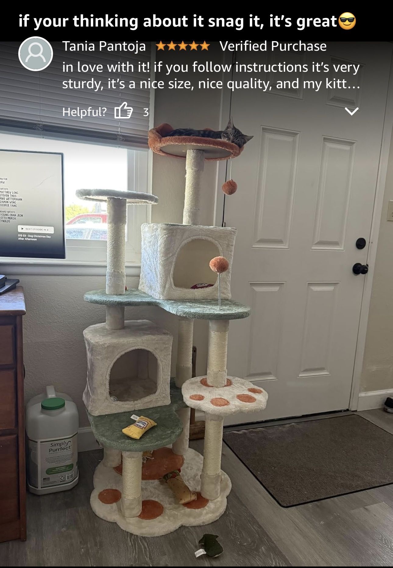 Yaheetech 57.5 Cat Tree, Cat Tower with Heart-Shaped Platform, Hanging Ball, Double Condos, Scratching Posts for Indoor Cats, Cat Climbing Frame Bed F