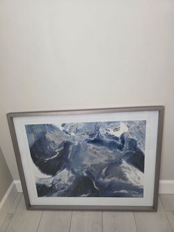 Large Framed Abstract Blue Wall Art