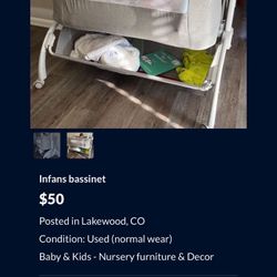 Bassinet infans Bedside Crib