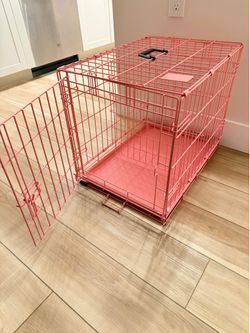 Pink collapsible pet crate