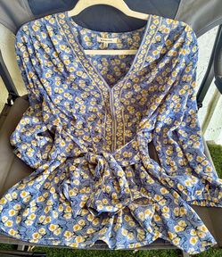 Max Studio Floral Wrap Blouse