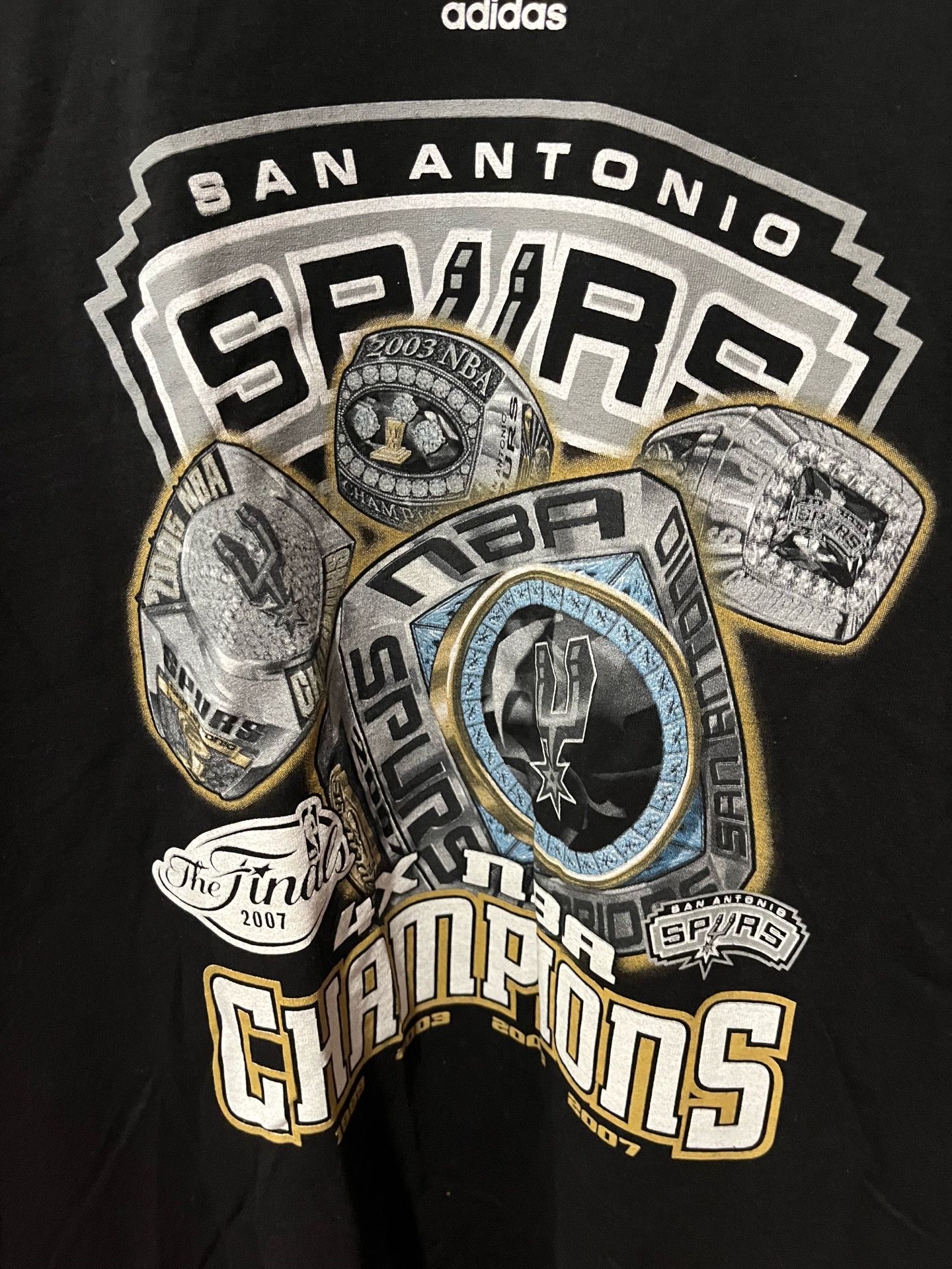 NEW 2007 The Finals NBA Champions S.A. Spurs Adidas Shirt w/Championship Years