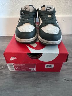 Nike Dunk Low in White/Vintage Green - Preschool Size 12c