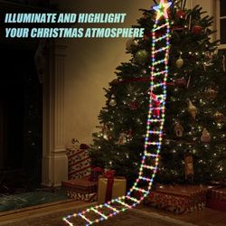 Christmas Light -Ladder Lights Santa Claus Decorations Indoor Outdoor Window Garden Home Wall Xmas Tree Decor (10FT)(Star)