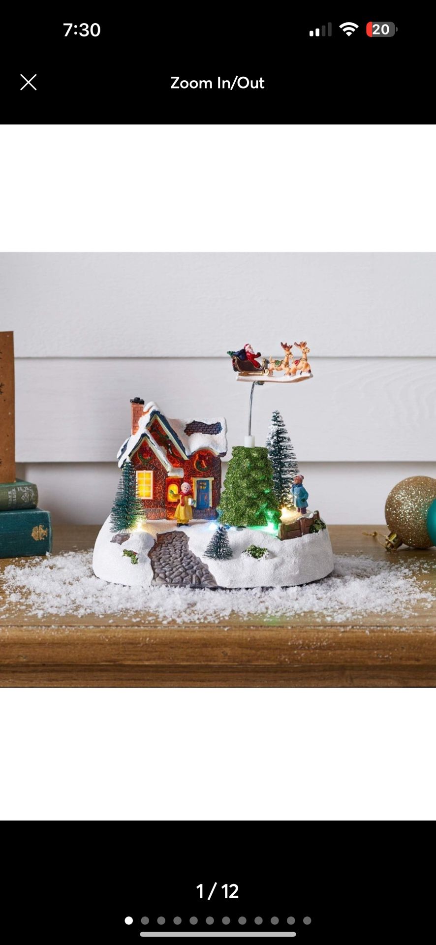 Christmas Village House with Animated Rotating Santa & Sleigh Pre-Lit LED