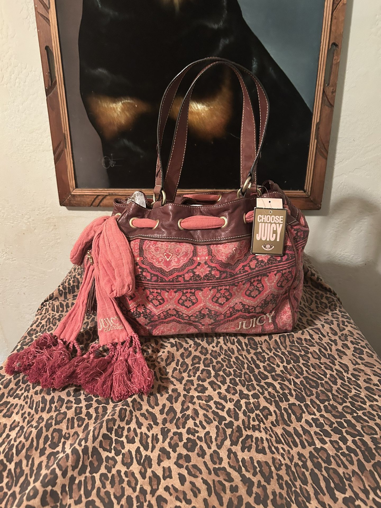 Vintage Y2K Juicy Couture Daydreamer Purse Brown Leather Pink