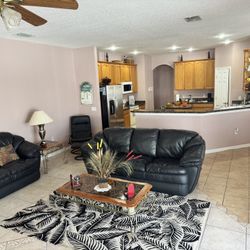 Black Leather Living Room Set