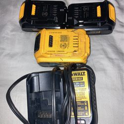 Dewalt 20v Max Lithium Ion 2ah Batteries - 1 Used 5ah XR battery  And Charger.
