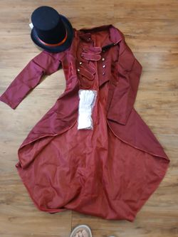 NEW Costume Ring Master / steam punk jacket size small, top hat white gloves and micro phone.