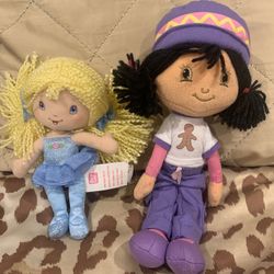Lot of 2 Vintage 2003 Strawberry Shortcake Plush - Angel Cake & Ginger Snap Bandai