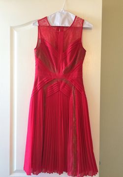 Bcbg RAYA pleated lace cocktail dress