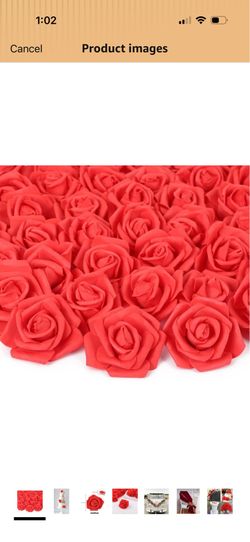 Artificial Rose Flower Heads, 100pcs Red Foam Rose Artificial Flower Heads for DIY Wedding Bouquets Centerpieces Arrangements Party Baby Shower Home D