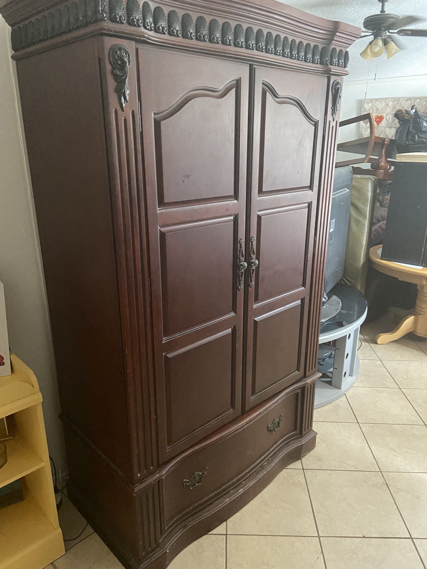 Vintage Antique Armoire Wardrobe Cabinet 