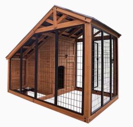 Backyard Discovery 7' x 5' Cedar Wood Dog Kennel w/ Feeding Door Brand New In Box