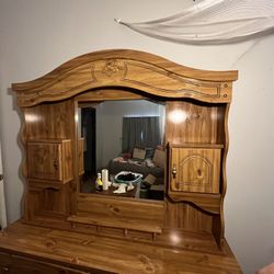Wood Dresser With Mirror 