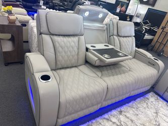 NEW 2PC Living Room Set with LED Lighting, Power Recliners, Massage, and Bluetooth Speakers