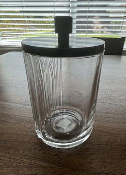 Crate And Barrel Large Ribbed Glass Canister Model #434-421
