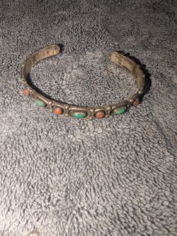 Arizona Vintage Sterling Silver Turquoise With Bezel Bracelet