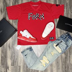 Chrome Heart Jersey, Amiri Jeans, And Amiri Shoes Brand New With Box And Dust Cover 