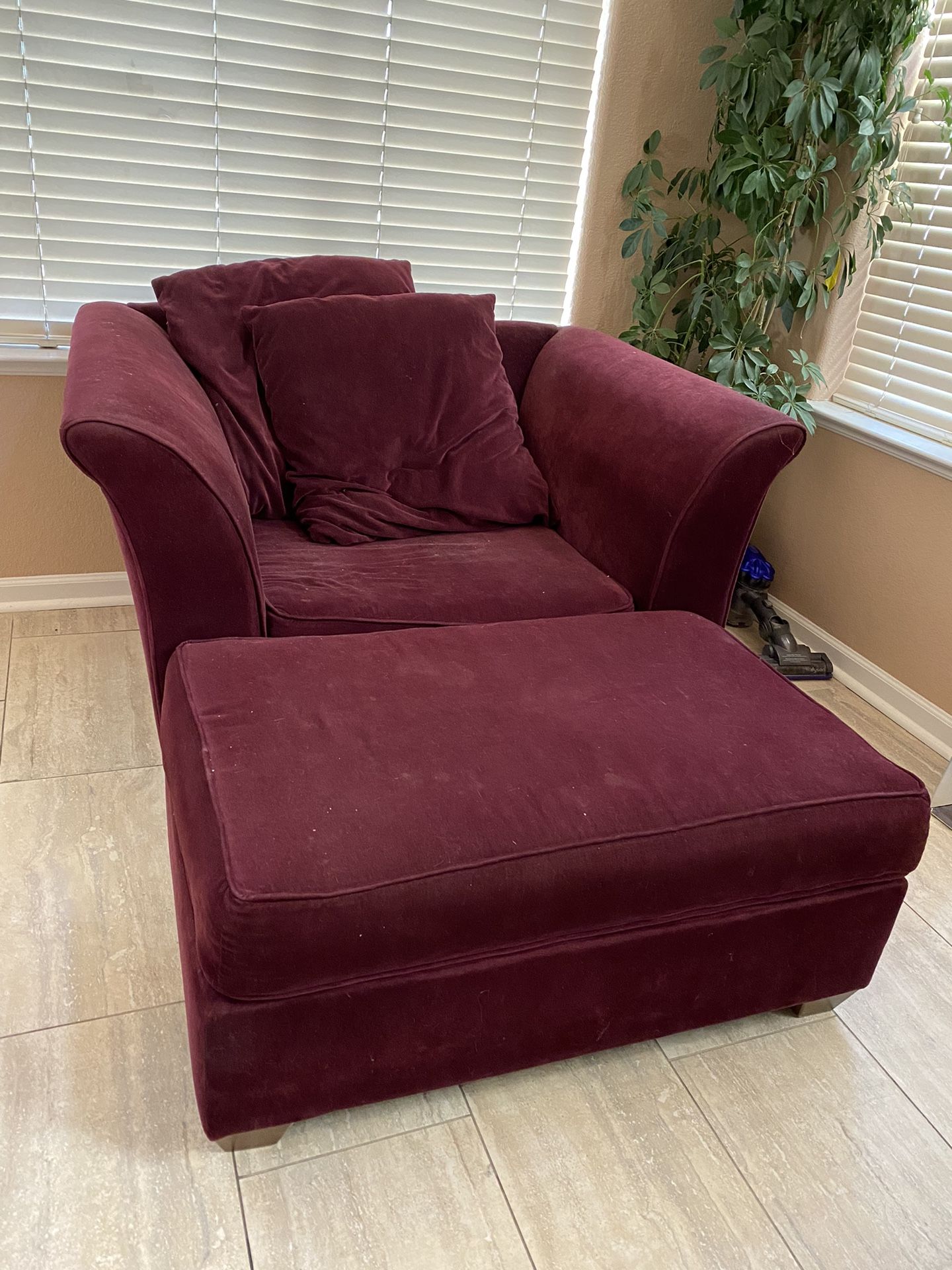 Purple Loveseat With Ottoman