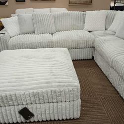 Stupendous Alloy 3 Piece Sectional With Ottoman 