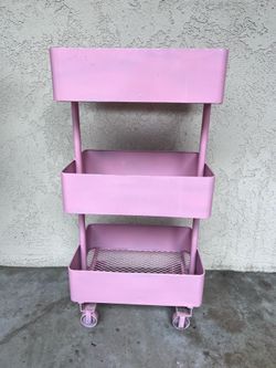 Pink 3 tier rolling cart