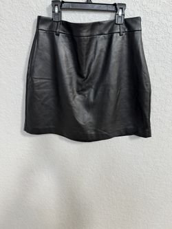 Loft Black Faux Leather Skirt size 10
