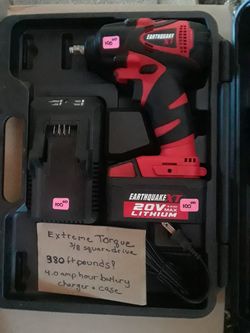 Earthquake 20 volt 3/8 Drive ultra high torque impact wrench kit