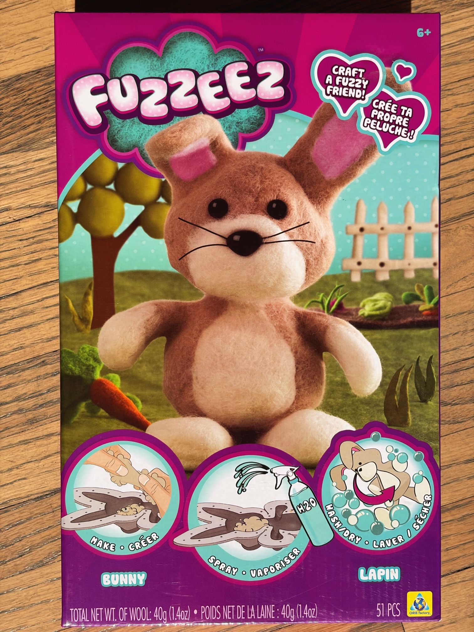 The Orb Factory FUZZEEZ  Bunny,  Craft Kit Craft A Fuzzy Friend Rare New Sealed