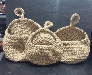 Crocheted, fruit hanging baskets