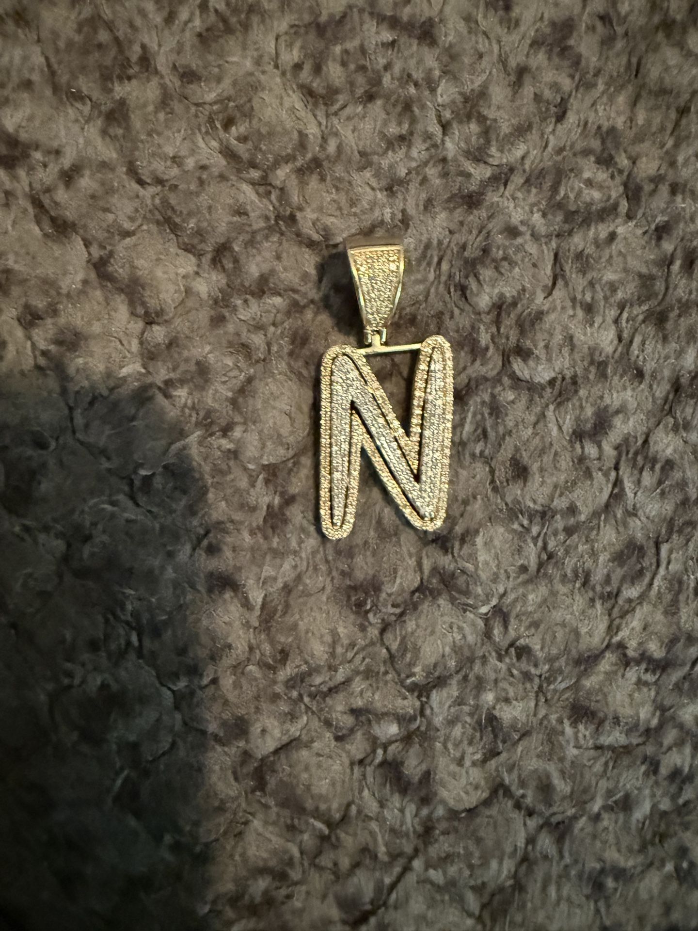 10K Solid Gold & Natural Diamonds (N Initial pendant)