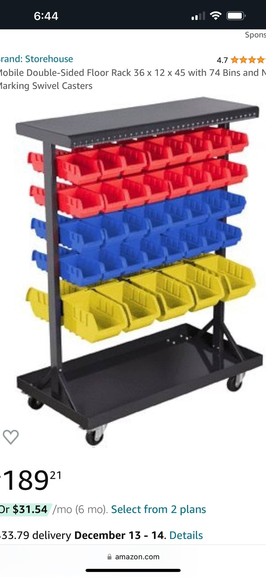 Mobile Double Sided floor Rack With Bins for Sale in Stanwood, WA OfferUp