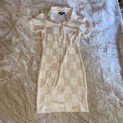 Missguided Checker Button Mini Dress 