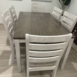 Dining Table Set – 6 Chairs – Modern Farmhouse Style