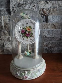 Glass Case Porcelain Clock