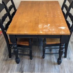 Wooden Table W/ 2 Bench Chairs